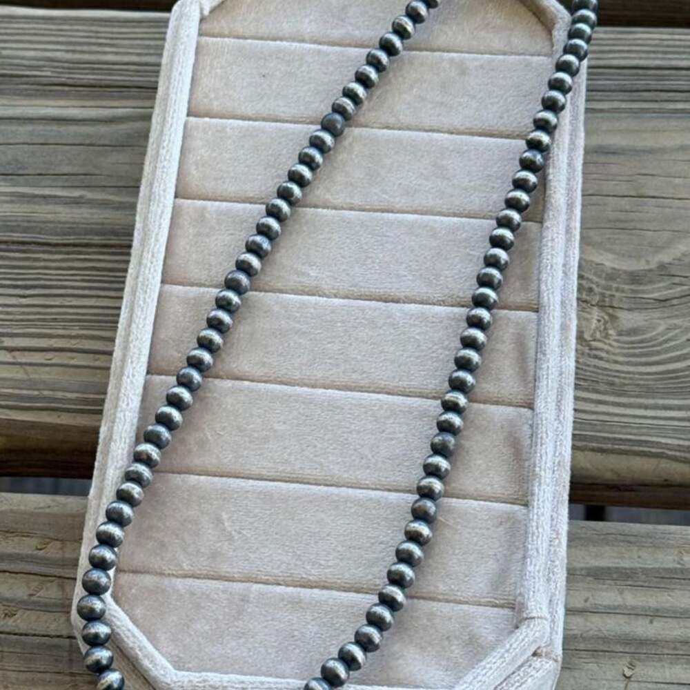 Southwestern Style 6mm Silver Plated Desert Pearl Necklace